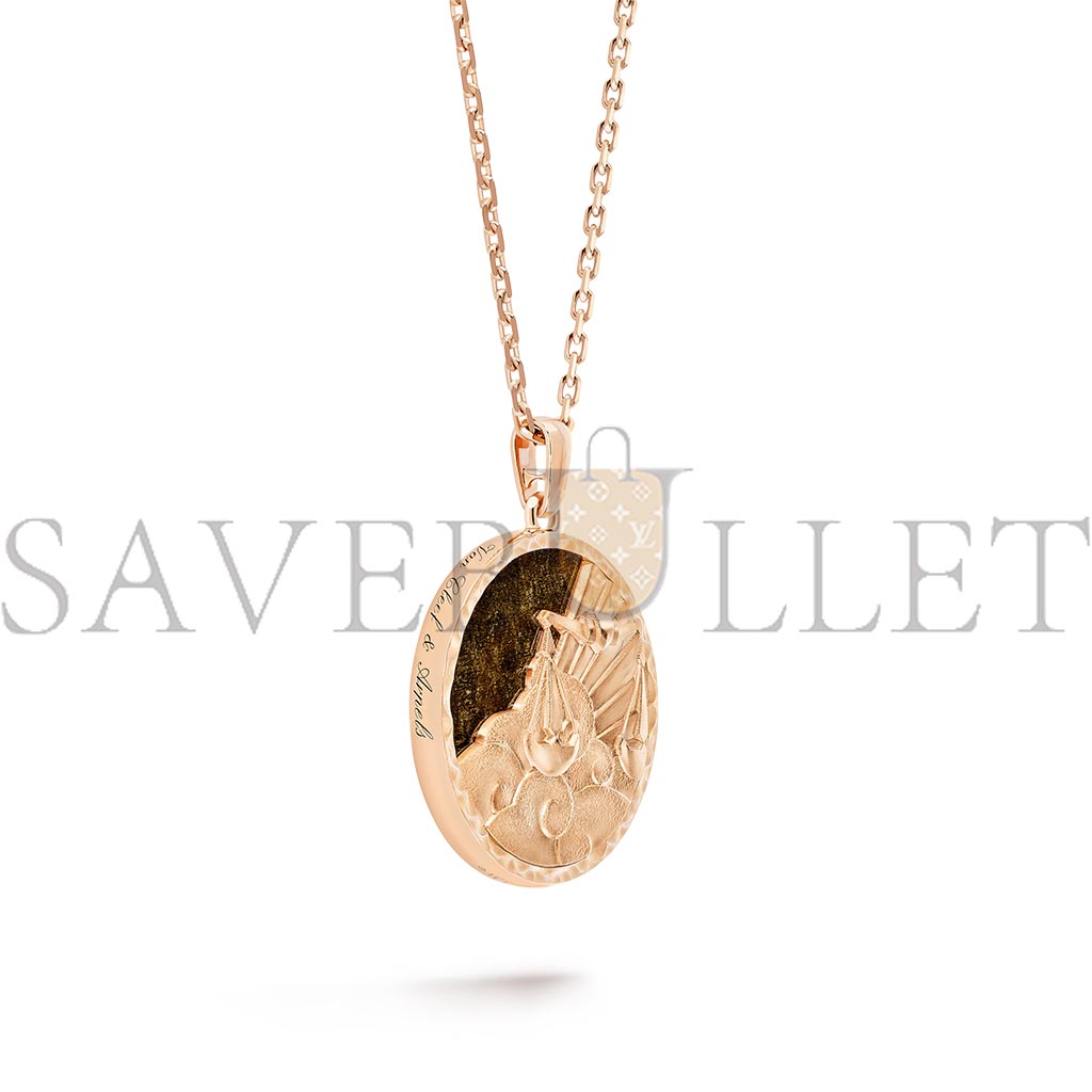 V*N CL*F arpels zodiaque long necklace librae (libra) - rose gold, obsidian  vcarp9re00